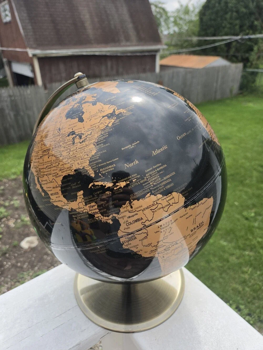 Bell & Curfew Black & Copper Tabletop World Globe 12